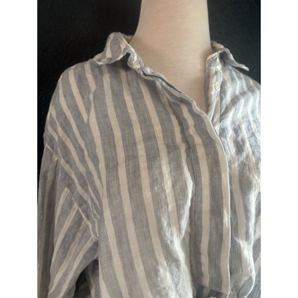 Frame Linen Chambray Distressed Top Sz Medium Loose Fit - Picture 2 of 11